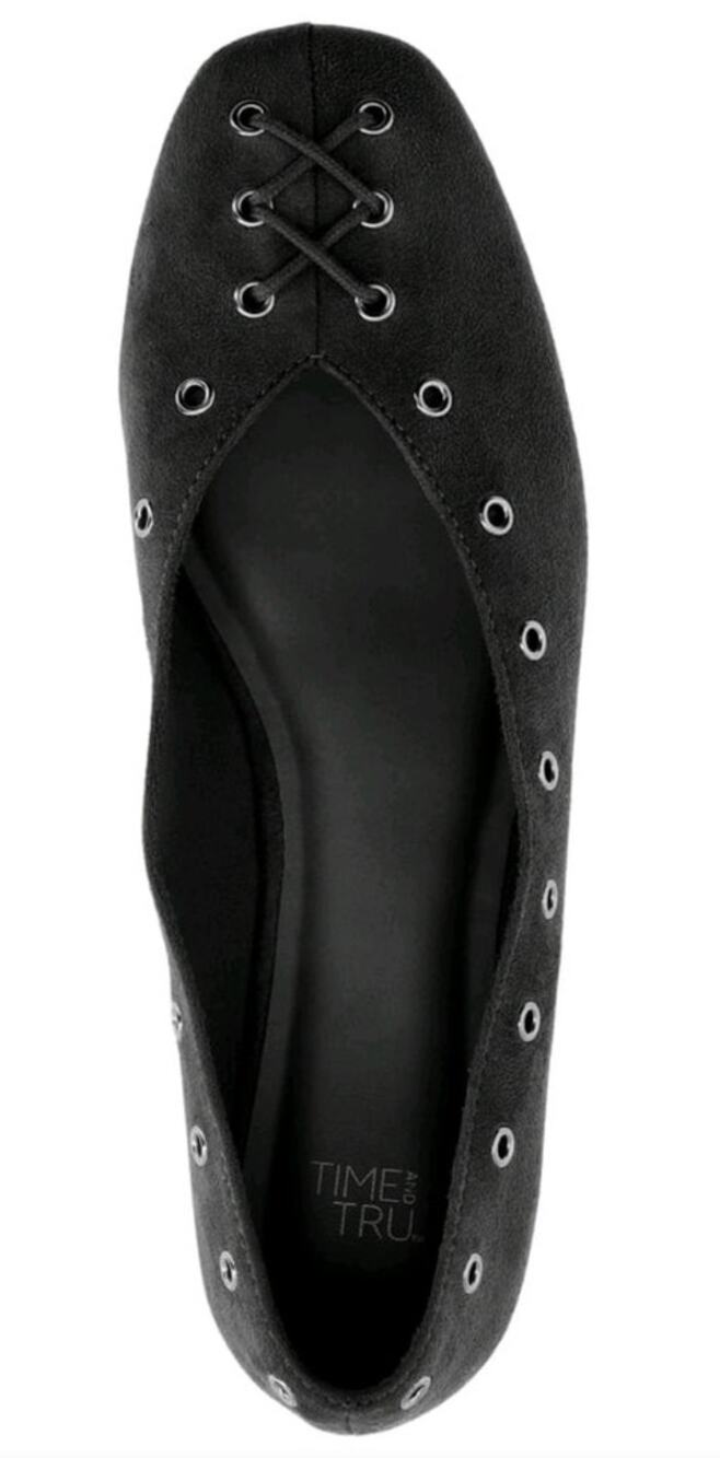 Time and Tru Women's Faux Suede Corset Ballet Flats 8